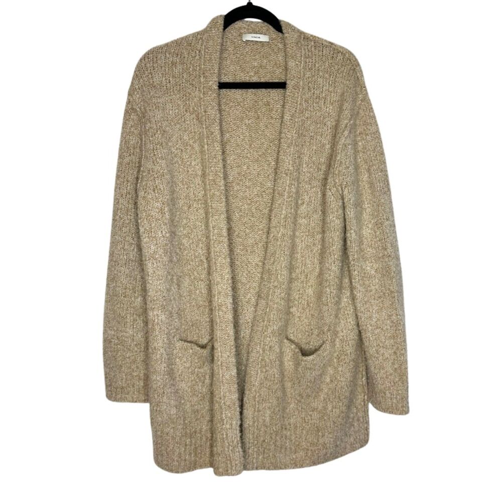 Vince Womens Cardigan Open‎ Front Sweater Beige Chunky Knit Material Unknown M